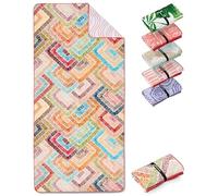 Fit-Flip Toalla de Playa Microfibra Grande - Ligera, Fina y de Secado rápido - Toallas para Viajes, Natación y Piscina - 100% reciclada - Squares - 160 cm x 90 cm