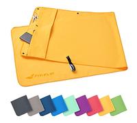 Fit-Flip Toalla Fitness Gym con Compartimento de Cremallera + Clip magnético - Multi Funcional, de Secado rápido y Ligera - Las Toallas de Microfibra Yoga y el Gimnasio - Amarillo