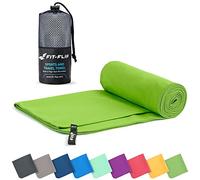 Fit-Flip Toalla Microfibra - para el Gimnasio y la Playa - compacta, Ultraligera, Grande y de Secado rápido - Toallas microfibras de Natacion, Gym, Viaje y Piscina (100x200cm Verde)
