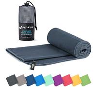 Fit-Flip Toalla Microfibra - para el Gimnasio y la Playa - compacta, Ultraligera, Grande y de Secado rápido - Toallas microfibras de Natacion, Gym, Viaje y Piscina (90x180cm Gris Oscuro)