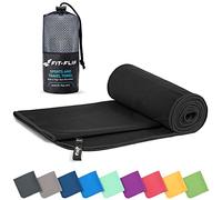 Fit-Flip Toalla Microfibra - para el Gimnasio y la Playa - compacta, Ultraligera, Grande y de Secado rápido - Toallas microfibras de Natacion, Gym, Viaje y Piscina (100x200cm Negro)