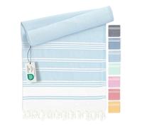 Fit-Flip Toallas Playa Hammam - Pareos Grandes de algodón 100% - Toalla Pareo compacta, Gigante y Secado rápido - Fouta XL Absorbente - Ideal para Piscina - Azul Hielo - 100x200cm Diamond