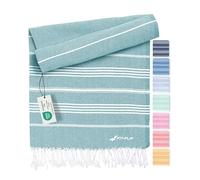 Fit-Flip Toallas Playa Hammam - Pareos Grandes de algodón 100% - Toalla Pareo compacta, Gigante y Secado rápido - Fouta XL Absorbente - Ideal para Piscina - Azul ópalo - 100x200cm Sultan