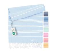 Fit-Flip Toallas Playa Hammam - Pareos Grandes de algodón 100% - Toalla Pareo compacta, Gigante y Secado rápido - Fouta XL Absorbente - Ideal para Piscina - Azul Hielo - 100x200cm Sultan