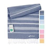 Fit-Flip Toallas Playa Hammam - Pareos Grandes de algodón 100% - Toalla Pareo compacta, Gigante y Secado rápido - Fouta XL Absorbente - Ideal para Piscina - Azul Marino - 100x200cm Sultan