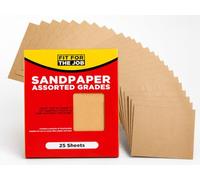 Fit For The Job 25 hojas grandes de tamaño A4 Papel de lija de grados variados para lijar madera, muebles, metal, yeso -6x fino, 10x mediano, 9x grueso 11x9 pulgadas