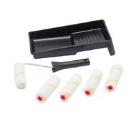 Fit For The Job Juego de mini rodillos de pintura de 7 piezas para pintar con emulsión, rodillo pequeño y bandeja para pintar paredes y techos, juego de rodillos de 4 pulgadas