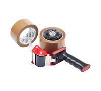 Fit For The Job Pistola Cinta Adhesiva Marrón, Uso Pesado, Sellado Eficiente, 2 Rollos