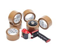 Fit For The Job Pistola Cinta Adhesiva Marrón, Uso Pesado, Sellado Eficiente, 6 Rollos