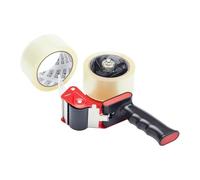 Fit For The Job Pistola Cinta Adhesiva Transparente, Uso Pesado, Sellado Eficiente, 2 Rollos