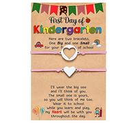 Fit2run - Juego de 2 pulseras para el primer día de escuela, pulseras Mommy And Me para madre, niñas y niños, talla única, Metal, No es una piedra preciosa
