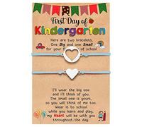 Fit2run - Juego de 2 pulseras para el primer día de escuela, pulseras Mommy And Me para madre, niñas y niños, talla única, Metal, No es una piedra preciosa