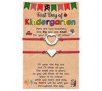 Fit2run - Juego de 2 pulseras para el primer día de escuela, pulseras Mommy And Me para madre, niñas y niños, talla única, Metal, No es una piedra preciosa