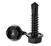 Fitaulip Tornillos autorroscantes con Cabeza de arandela Hexagonal, M4.2, M4.8, M5.5, M6.3, 8#, 10#, 12#, 14#, Zinc Negro 410, for Chapa metálica, 10/20 Unidades(32mm,M6.3 10pcs)