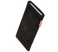 FITBAG Funda para Vivo X300 FE | Folk Negro | Funda de Cuero de Gamuza Fina con Forro Interior de Microfibra para Limpiar la Pantalla