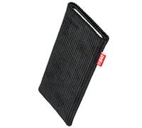 FITBAG Funda para Vivo X300 FE | Retro Negro | Funda de Pana con Forro Interior de Microfibra para Limpiar la Pantalla