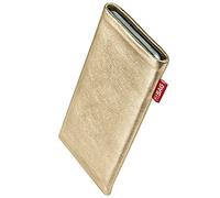 FITBAG Funda para Xiaomi Redmi Turbo 5 MAX | Groove Dorado | Funda de Piel Foil Genuina con Forro Interior de Microfibra para Limpiar la Pantalla