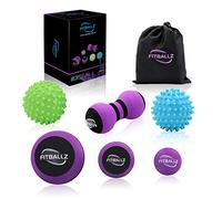 Fitballz Juego de bolas de masaje para liberación de puntos de activación miofascial y masaje de tejido profundo, kit de bolas de masaje de espuma de 6 a 3 tamaños, 2 bolas puntiagudas firme/suaves,