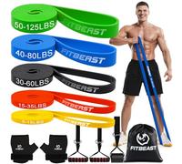 FitBeast Conjunto de Bandas de Resistencia con Guantes, Anclaje de Puerta, Manijas y Bolsa de Transporte - Entrenamiento de Fuerza, Calistenia, Yoga, Movilidad, Casa (Juego de 5 Piezas 5-125 LBS)
