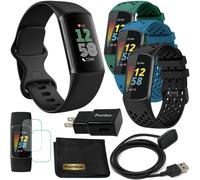 Fitbit Charge 6 Reloj Fitness con apps de Google (Negro) Paquete con 3 correas de silicona cómodas y cable