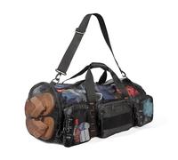 Fitdom Bolsa de lona grande de malla de 90 L para equipo de buceo o esnórquel. Lo mejor para deportes acuáticos y actividades de playa como natación, buceo y esnórquel. Perfecta para viajes,