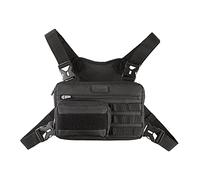 Fitdom, Mochila táctica deportiva para pecho Mochila frontal para hombre, con soporte para teléfono integrado Esta bolsa de equipo EDC es perfecta para entrenamientos, ciclismo y senderismo, Negro -,