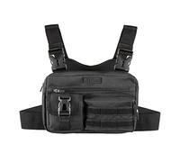 Fitdom, Mochila táctica deportiva para pecho Mochila frontal para hombre, con soporte para teléfono integrado Esta bolsa de equipo EDC es perfecta para entrenamientos, ciclismo y senderismo, Negro -,