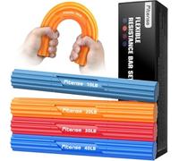 Fitense Set de 4 Barras Flex Therapy, 10/20/30/40 LBS Barras Flexbar Kit, Barra Flexible para Terapia Física y Barra de Resistencia de Fitness para Golfistas, Codo, Tendinitis, Muñeca,Brazos