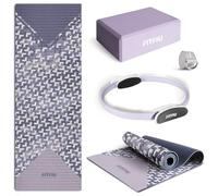 Fitfiu Fitness KITWELL-400 Pack de 4 Accesorios Yoga Pilates Color Lila con Esterilla, Bloque, Aro y Correa Incluye Guía de Ejercicios Wellness