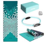FITFIU Fitness KITWELL-400 Pack de 4 accesorios Yoga Pilates Color Lila con Esterilla, Bloque, Aro y Correa Incluye Guía de Ejercicios Wellness