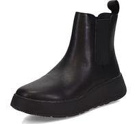 Fitflop Botas Chelsea Planas de Cuero F-Mode, Estilo Mujer, Todo Negro, 41 EU