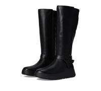 Fitflop Botas elásticas altas con nudo plegado para mujer, Black, 37 EU