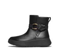 Fitflop Botines planos de piel con anillo cuadrado F-Mode para mujer, Black, 38.5 EU