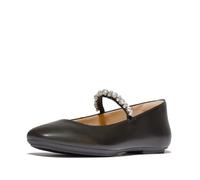Fitflop DELICATO - Bailarinas planas de cuero con perlas y cristales para mujer, color plateado, 36, Silver, 36 EU