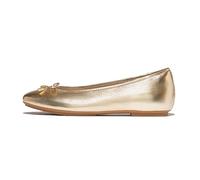 Fitflop Delicato Bow - Bailarinas Planas de Piel metálica Suave para Mujer, Platino, 7 UK Narrow