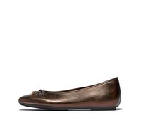 Fitflop Delicato Bow Soft Metallic-Leather Ballet Flats, Zapatos Tipo Mujer, Marrón Chocolate metálico, 39 EU Estrecho