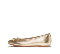 Fitflop Delicato Bow Soft Metallic-Leather Ballet Flats, Zapatos Tipo Mujer, Platino, 41.5 EU Estrecho