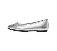 Fitflop Delicato Bow - Zapatos Planos de Ballet de Piel metálica Suave para Mujer, Silver, 37 EU