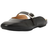 Fitflop Delicato Crystal-Buckle Mary-Jane Mules, Zapatos Planos Mujer, Black, 38 EU Estrecho