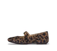 Fitflop Delicato Leopard Suede Mary Janes, Zapatos Planos Jane Mujer, Mezcla de Chocolate, 37 EU Estrecho
