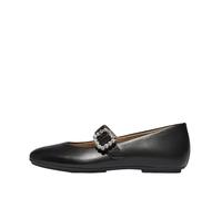 Fitflop DELICATO Zapatos Planos Mary Janes de Piel con Hebilla de Cristal para Mujer, Color Negro, Talla 40, Black, 9 UK Narrow