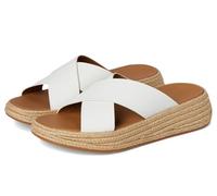 Fitflop F-Mode Espadrille Leather Flatform Cross Slides, Sandalias deslizantes Mujer, Deep Tan, 41 EU