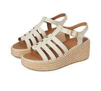 Fitflop Platfforms Espadr. Leather Fisherman Wedge Sandals, Sandalias con cuña Mujer, Beige, 41 EU