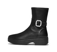 Fitflop F-LUMA - Botas cortas de piel con hebilla de cristal para mujer, color negro, talla 5, Black, 38 EU