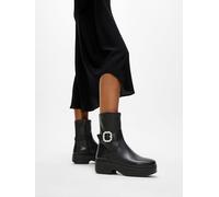 Fitflop F-luma Crystal-Buckle Leather Short Boots, Botas Cortas al Tobillo Mujer, Black, 38.5 EU