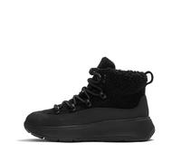 Fitflop F-Mode - Botines de ante con cordones y cuello de peluche para mujer, Todo negro., 43 EU