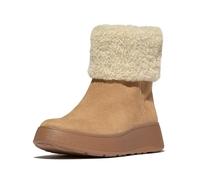 Fitflop F-Mode - Botines de gamuza con cremallera y cuello de oveja para mujer, marrón, 41 EU