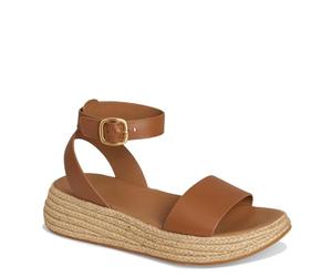 Fitflop F-Mode Espadrille Leather Flatform a/Strap Sandals, Sandalia Mujer, Deep Tan, 42 EU