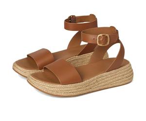 Fitflop F-Mode Espadrille Leather Flatform a/Strap Sandals, Sandalia Mujer, Deep Tan, 42 EU