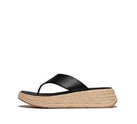 Fitflop F-Mode Espadrille Leather Flatform T/Post Sandals, Sandalia Mujer, Black, 42 EU